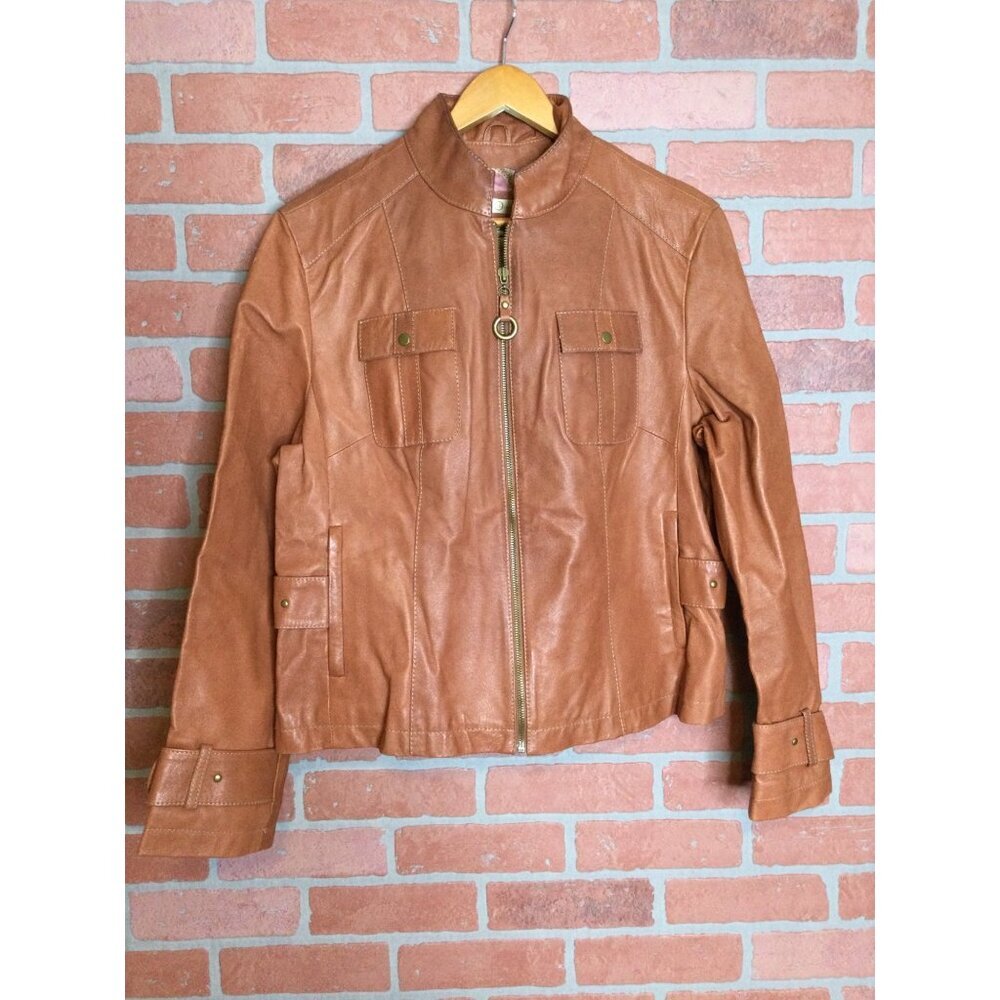 Wilsons Leather Womens Brown Leather Jacket Size XL Zip Up Pockets